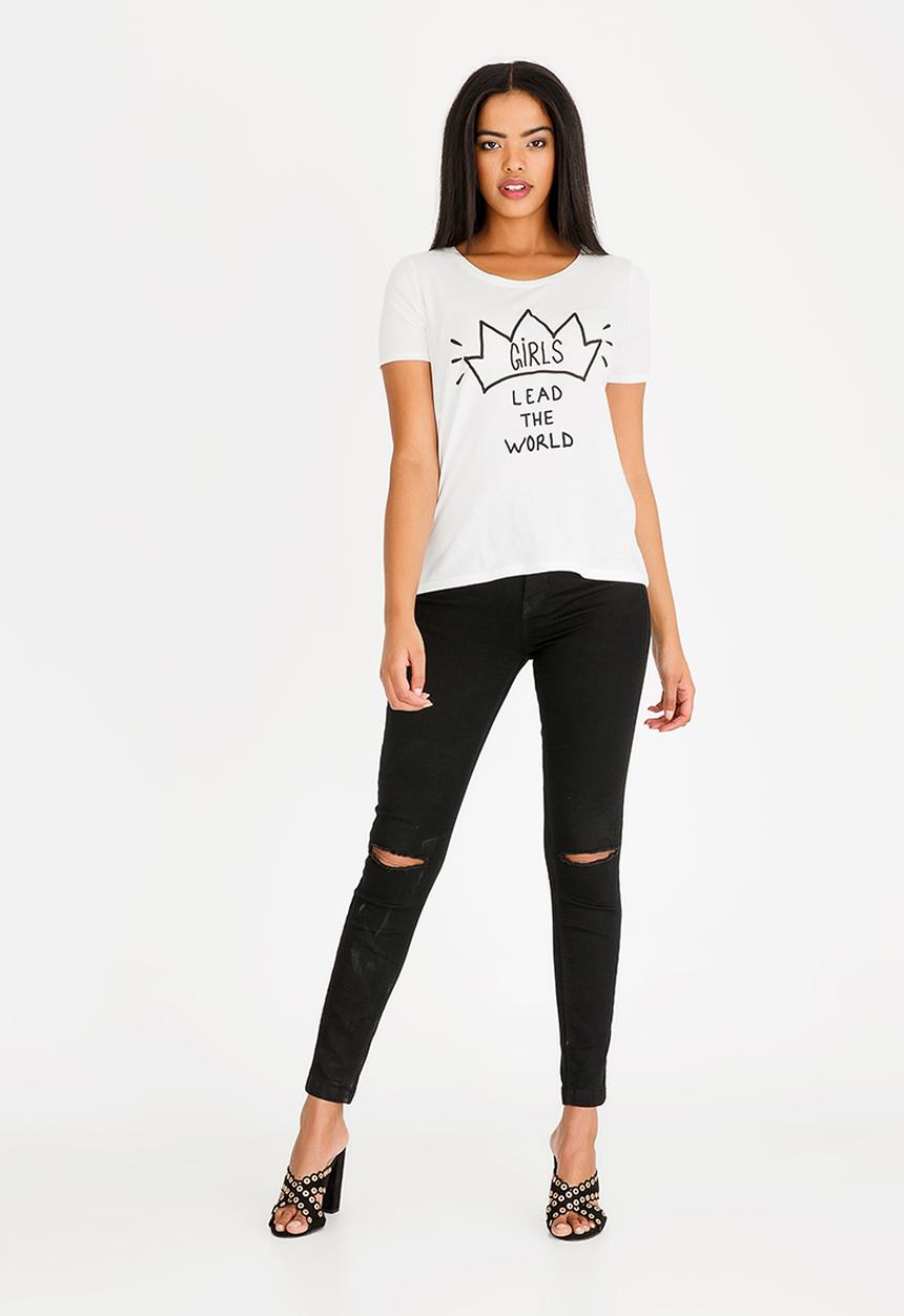 ONLY - Printed Crown T-shirt Off White