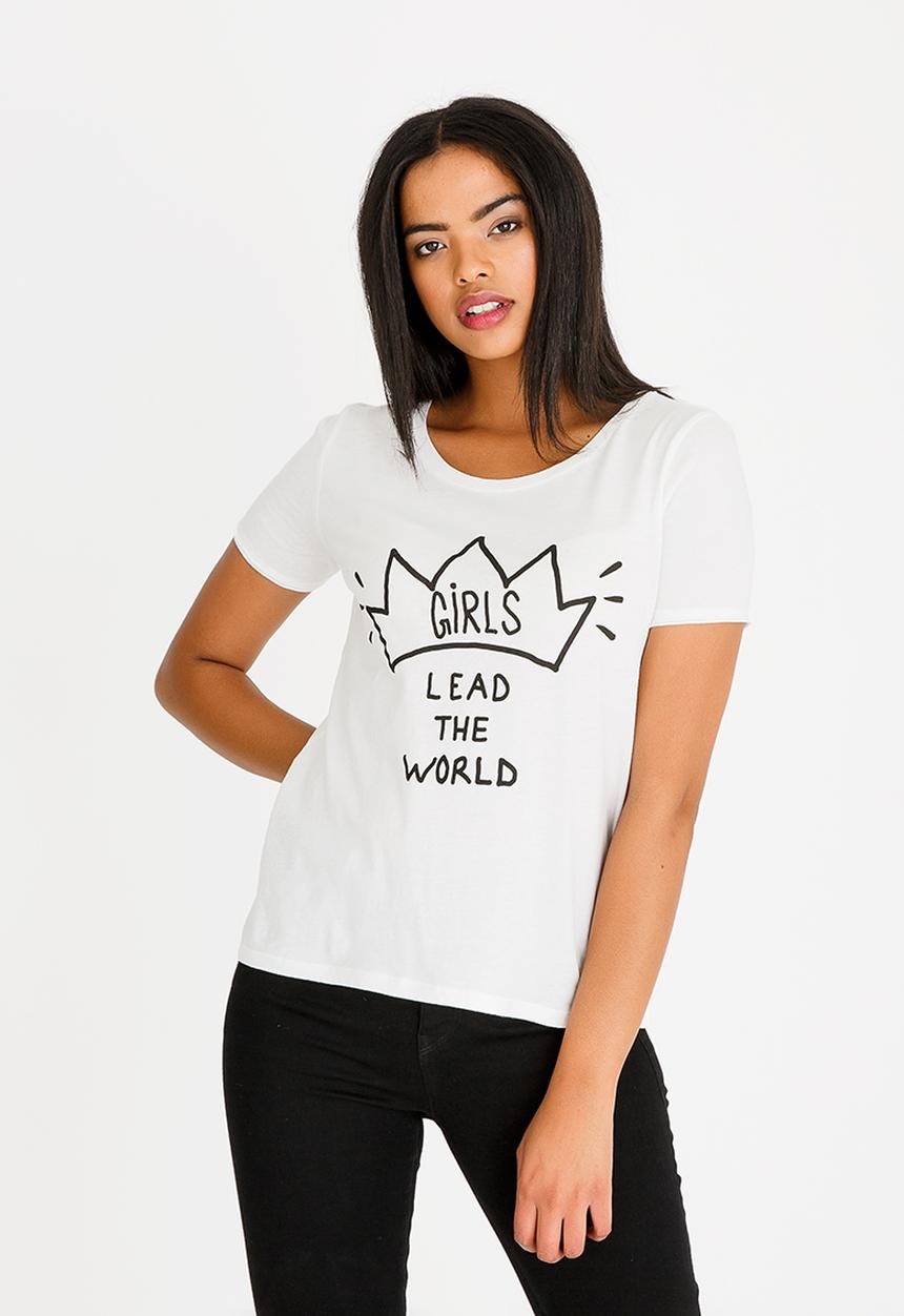 ONLY - Printed Crown T-shirt Off White