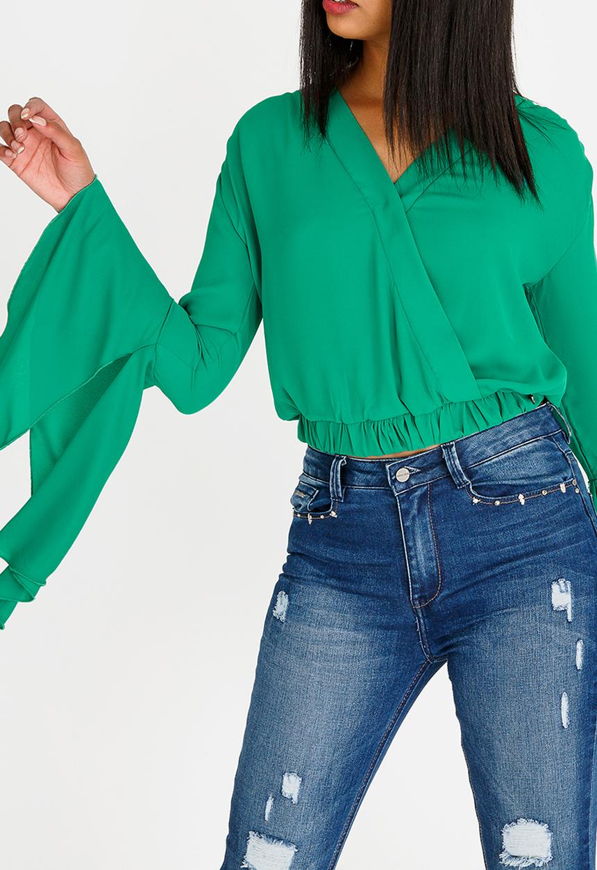 SISSY BOY - Love You Wrap Blouse Green