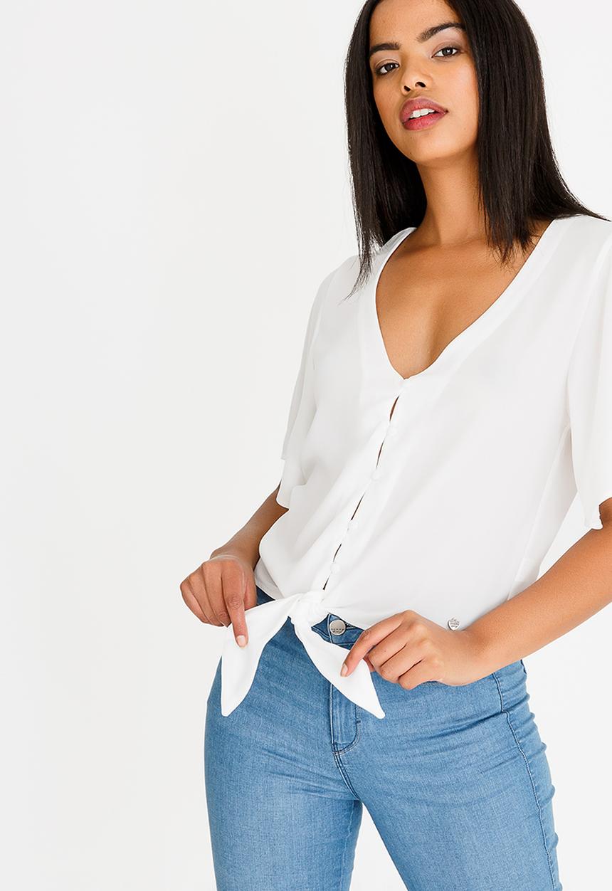 SISSY BOY - Tie Detail Blouse Off White