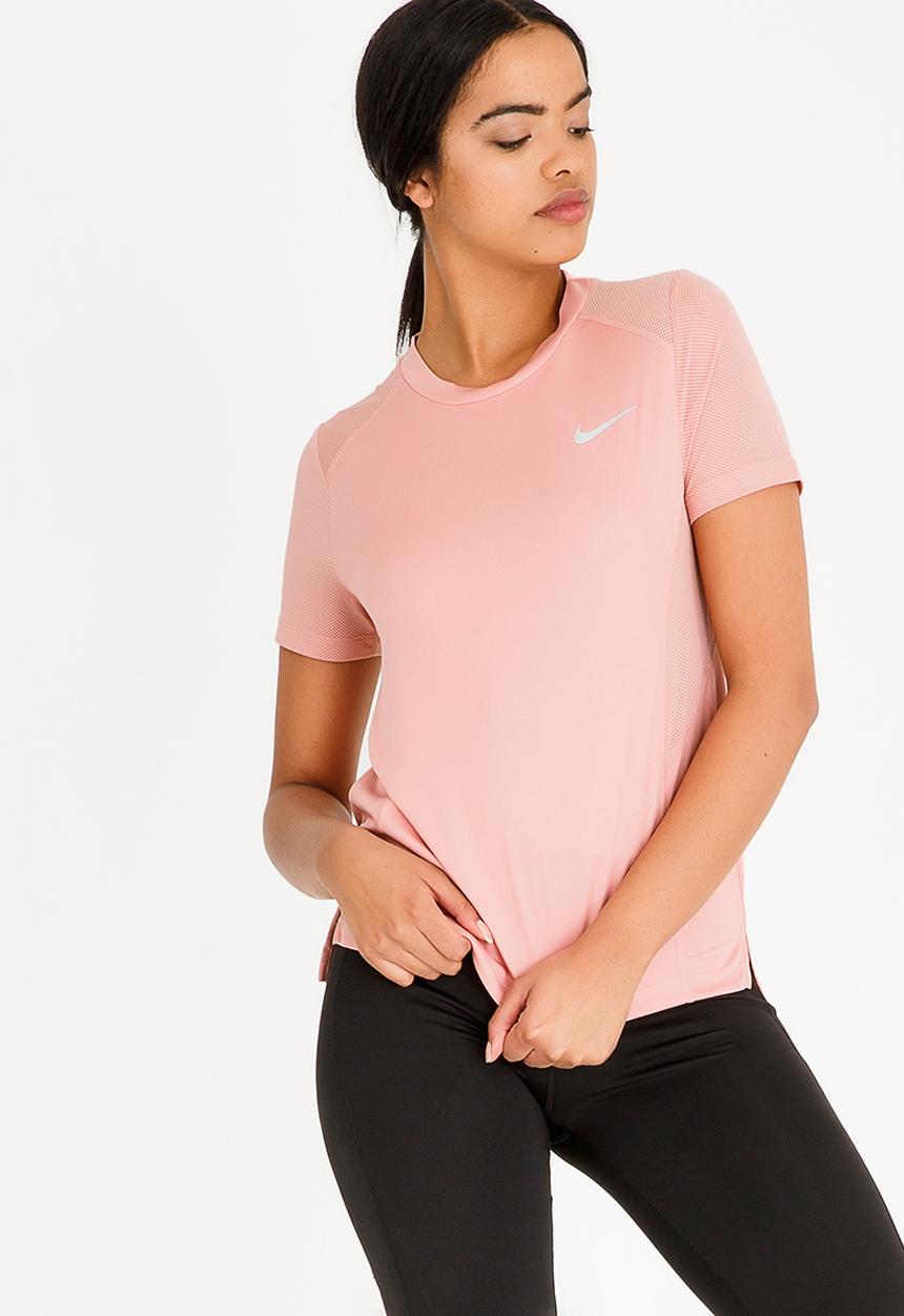 Nike - Nike Miler Short-Sleeve Running Top Mid Pink