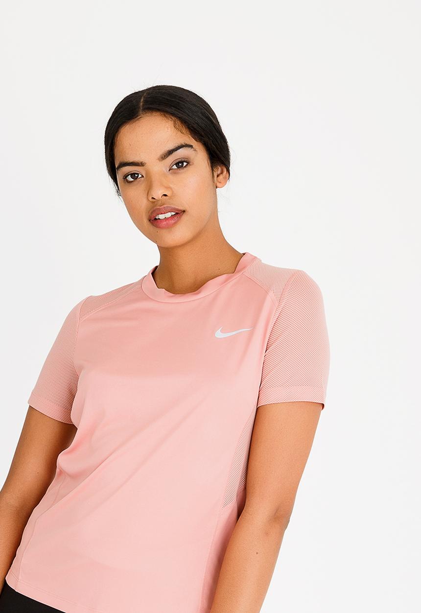 Nike - Nike Miler Short-Sleeve Running Top Mid Pink