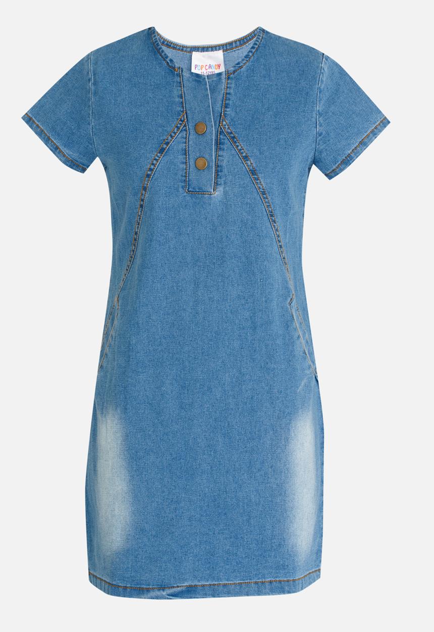 Pop Candy - Panel detail denim dress - pale blue