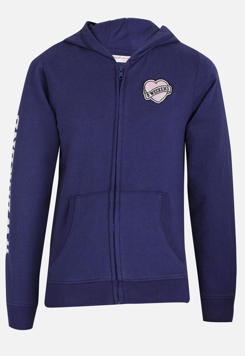 MINOTI - Basic Fleece Zip Thru Hoodie Navy