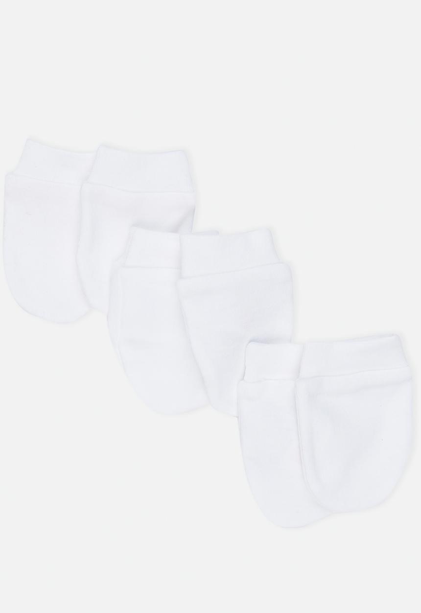 MINOTI - Unisex 3 Pack Mittens White