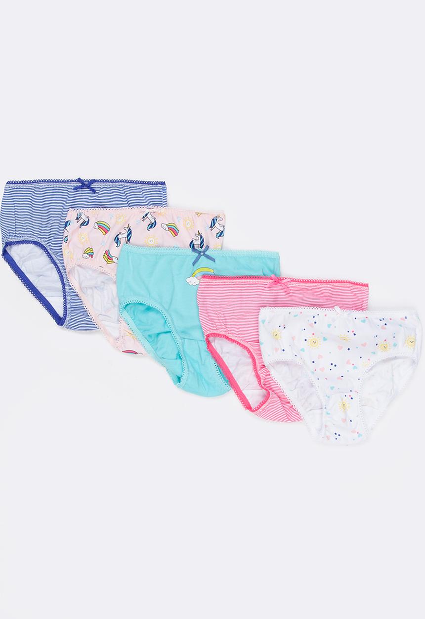 MINOTI - 5 Pack Bow Detail Bikini Briefs Multi-colour
