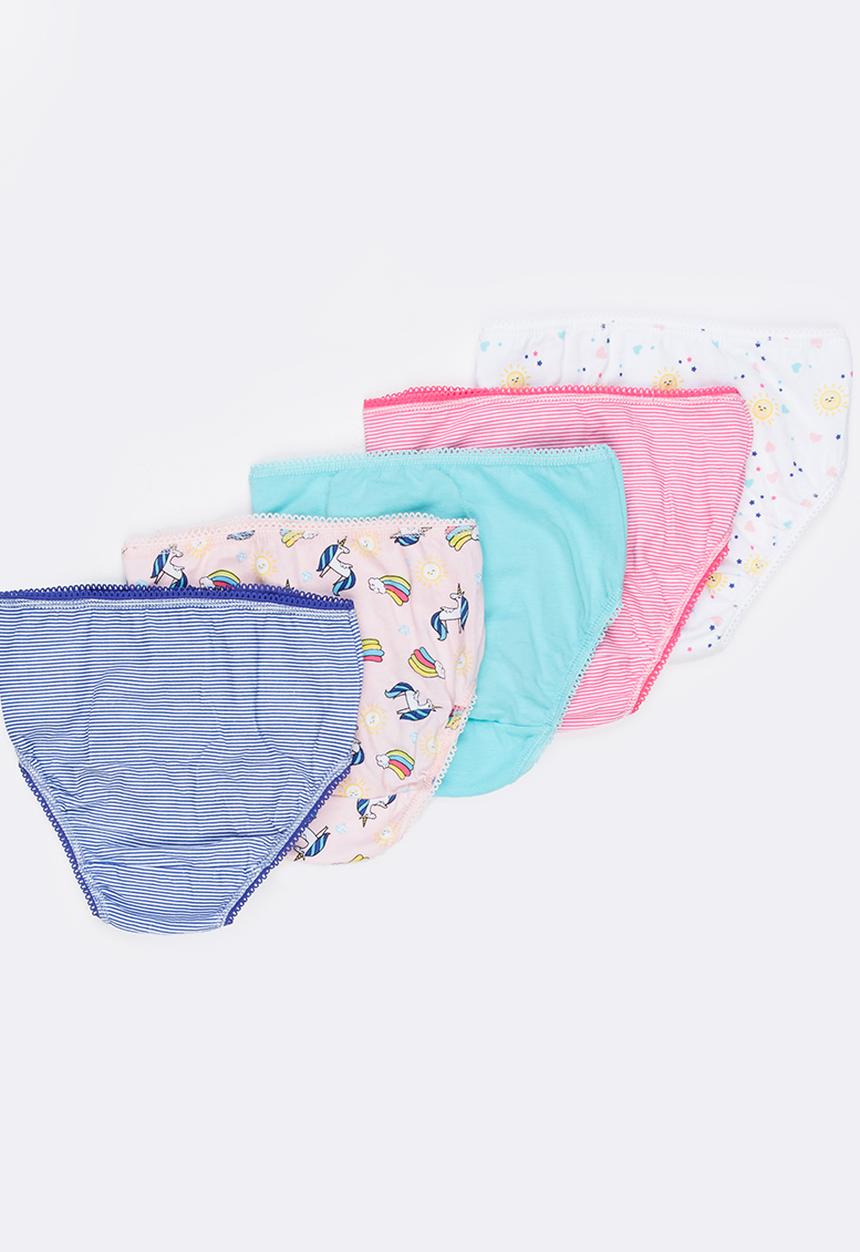 MINOTI - 5 Pack Bow Detail Bikini Briefs Multi-colour