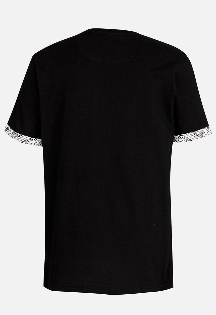 Brave Soul - T-shirt with Printed Contrast Pocket Black