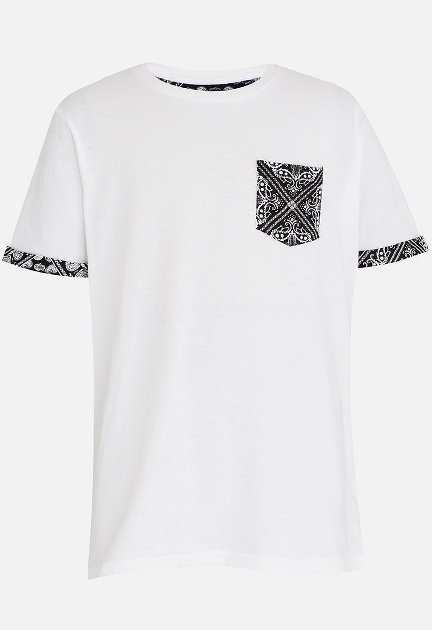 Brave Soul - T-shirt with Printed Contrast Pocket White