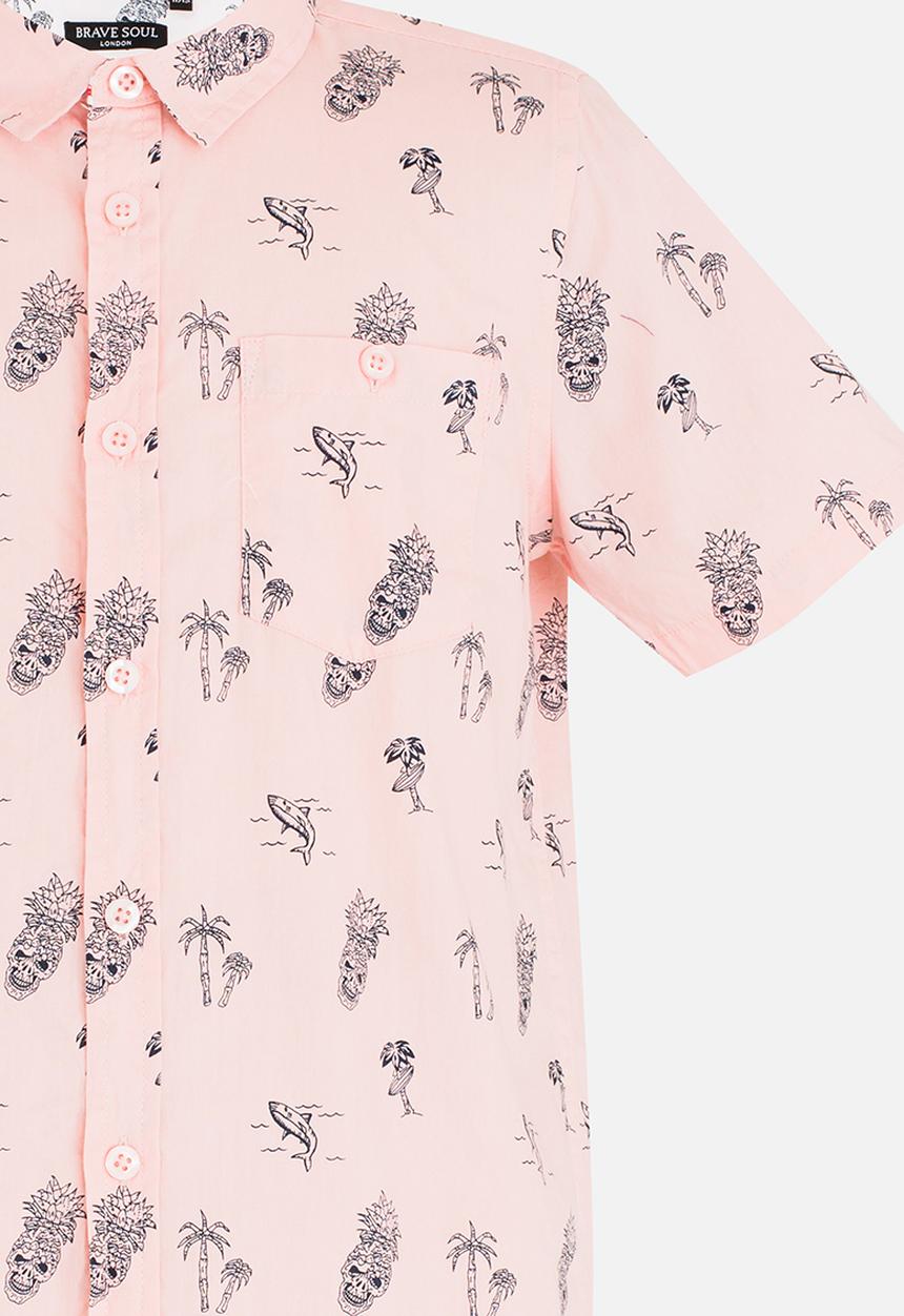 Brave Soul - Printed Shirt Mid Pink