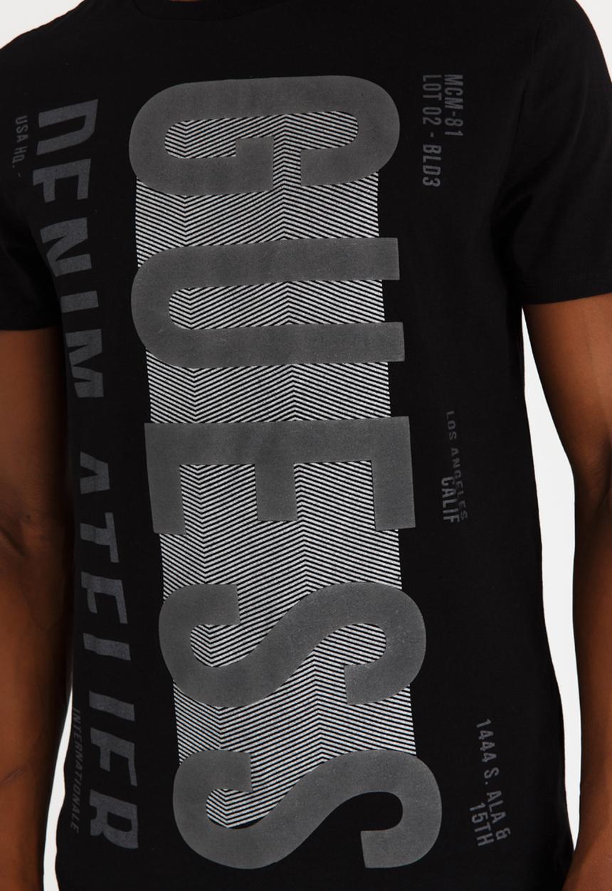 GUESS - Short Sleeve Denim ATL Logo Crew T-shirt Black
