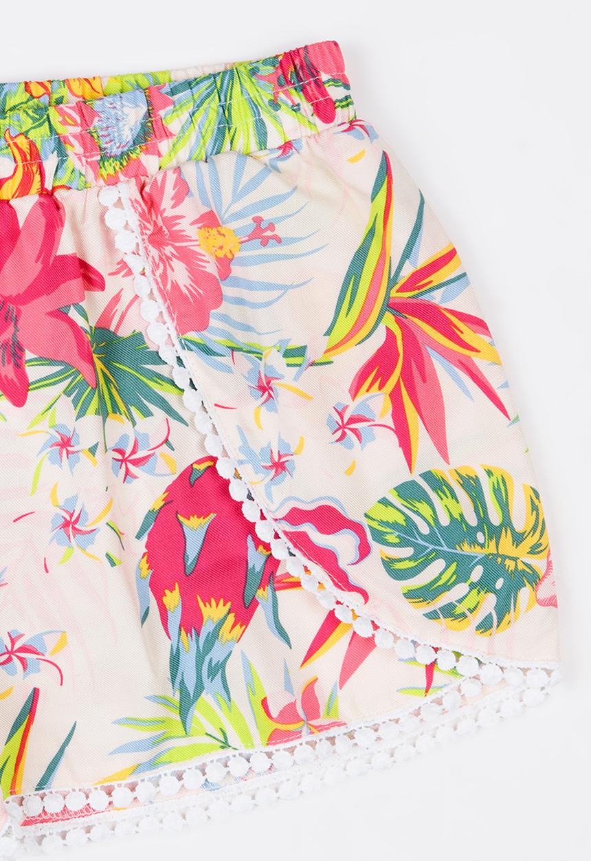 MINOTI - Jungle pom-pom detail short - multi