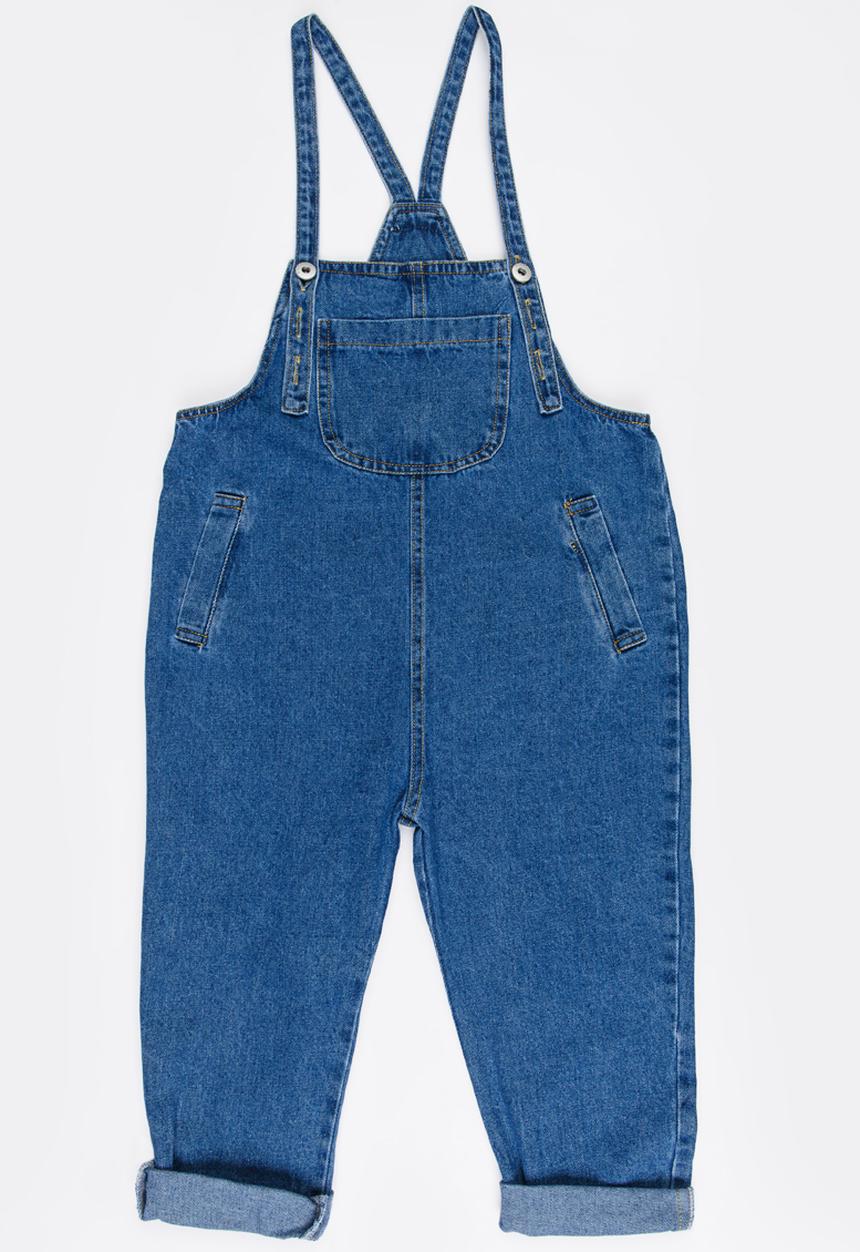 Pop Candy - Cropped Denim Dungaree Blue
