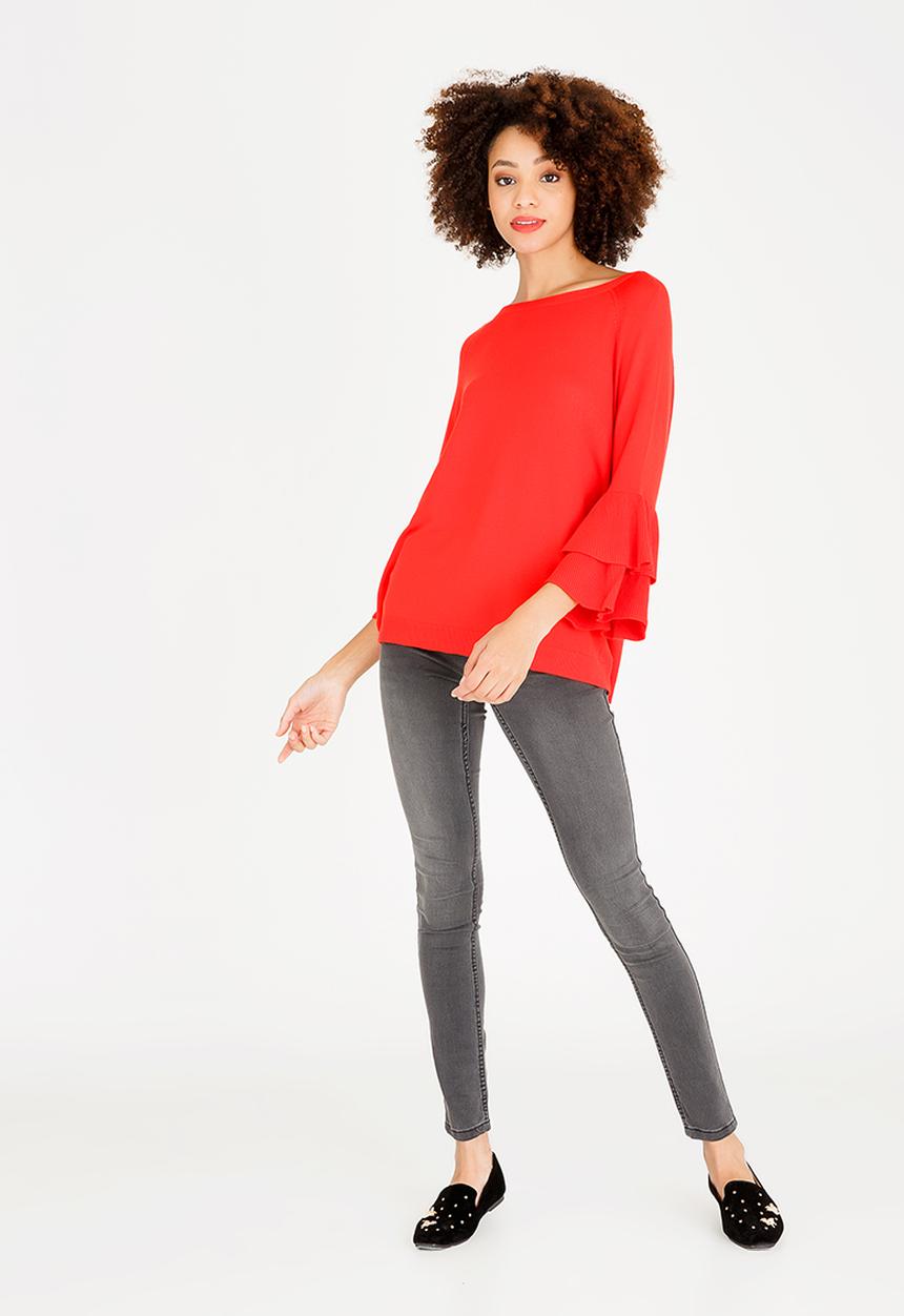 ONLY - Mila Ruffle Top Red