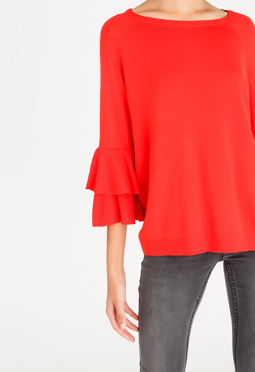 ONLY - Mila Ruffle Top Red