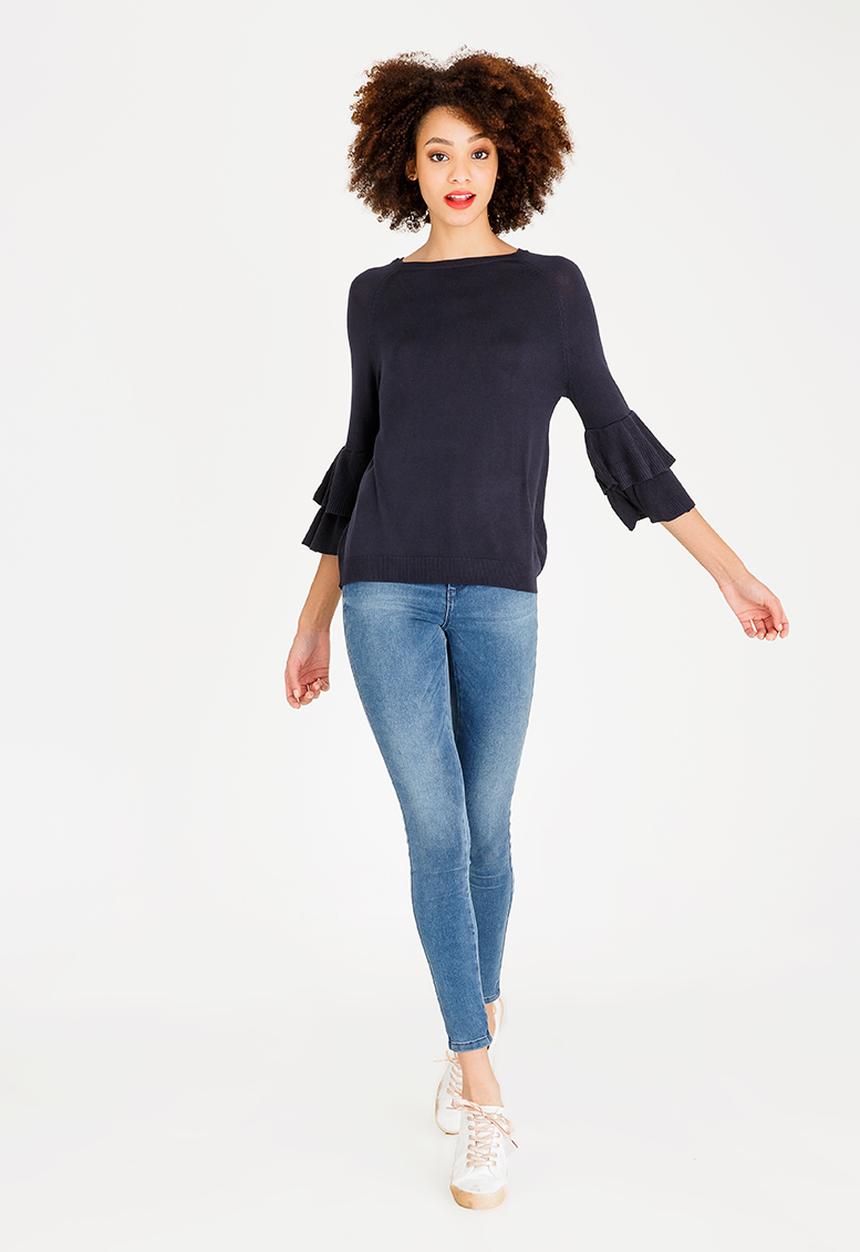 ONLY - Mila Ruffle Top Navy