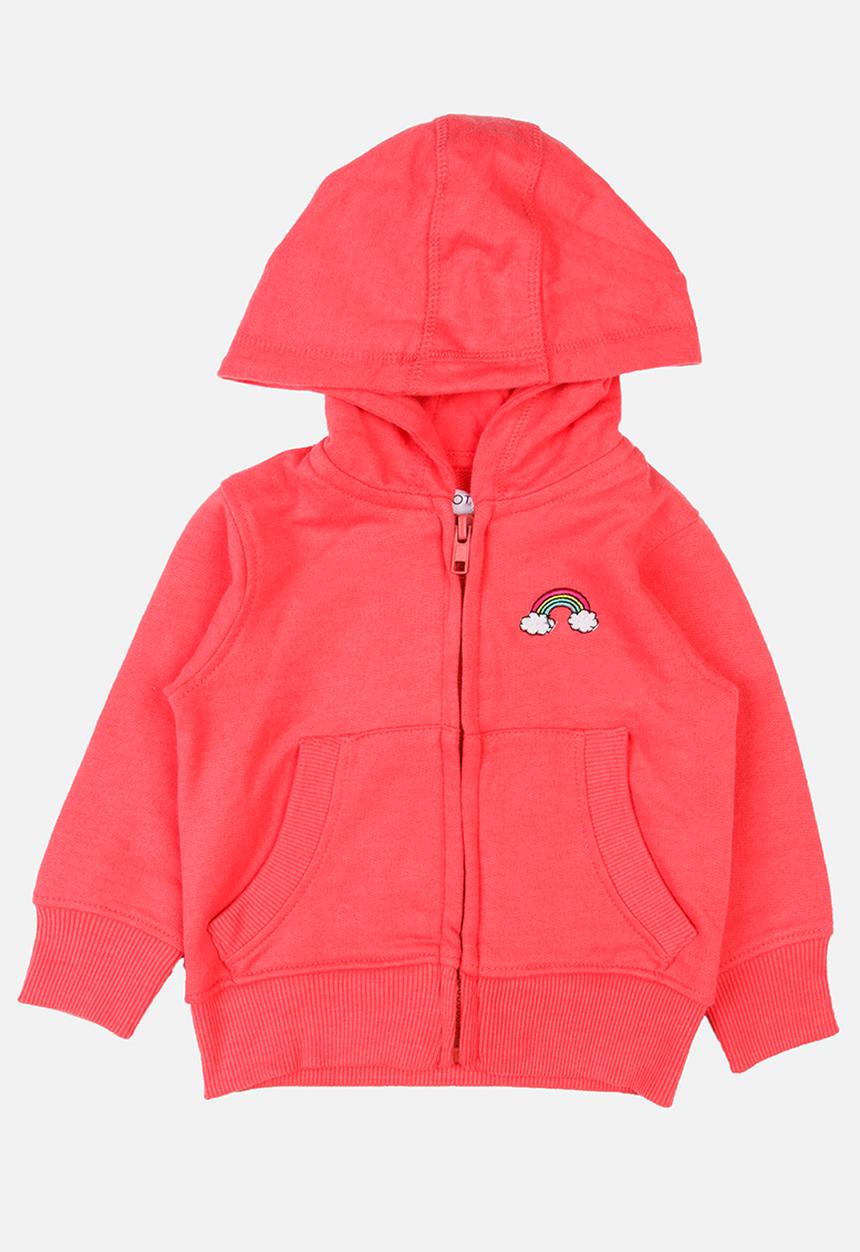 MINOTI - Basic Fleece Zip Thru Hoodie Coral