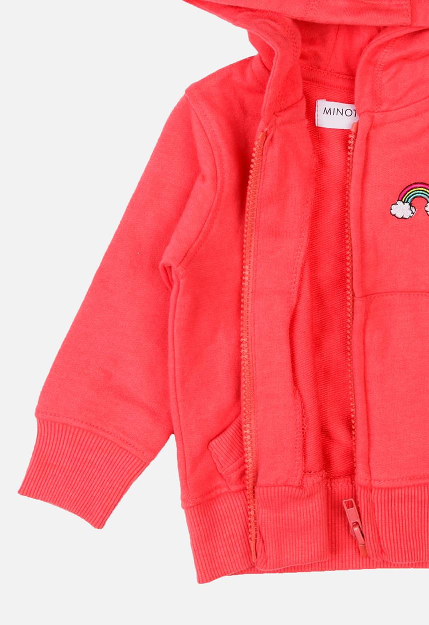 MINOTI - Basic Fleece Zip Thru Hoodie Coral