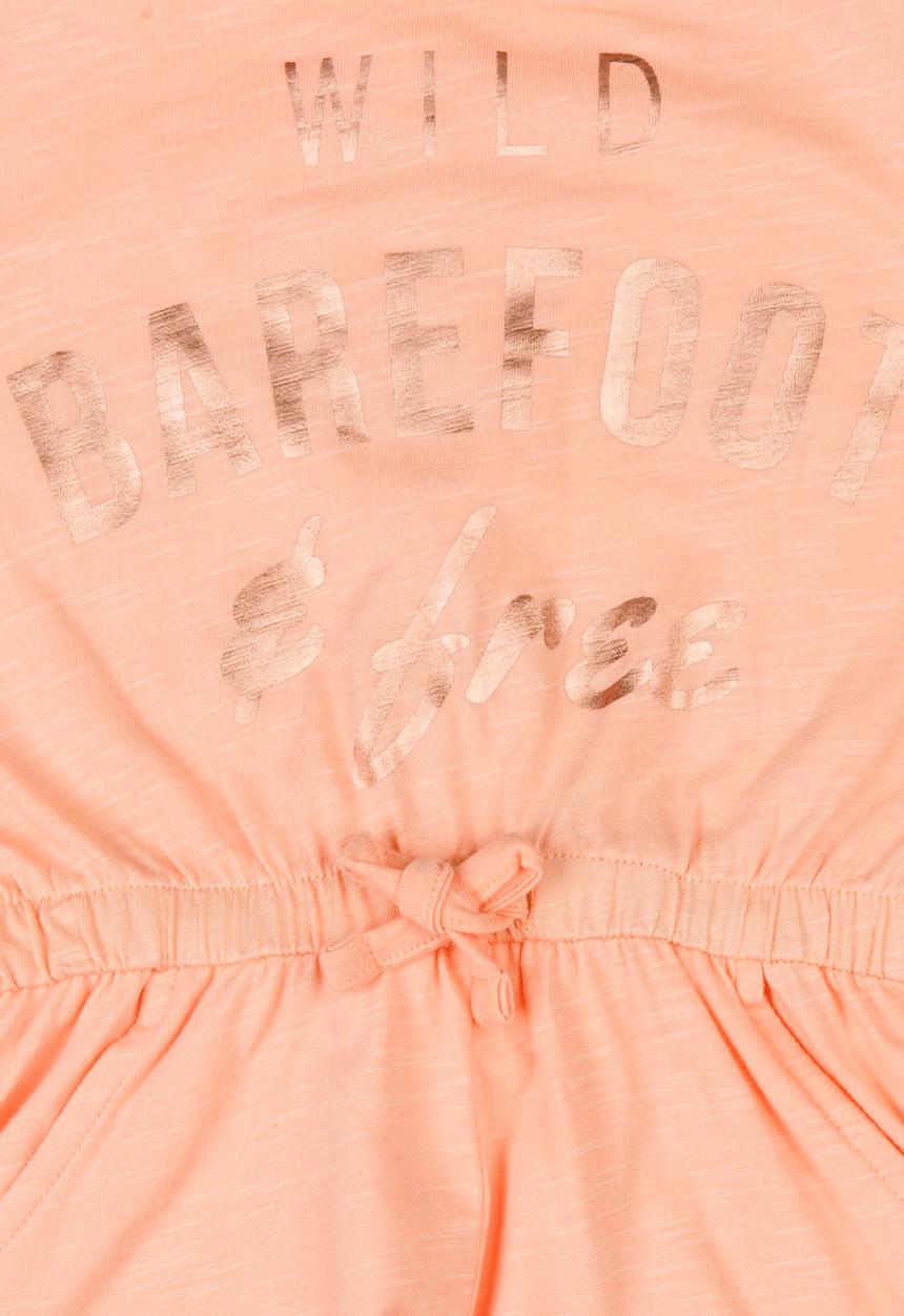 MINOTI - Palm Printed Slub Jersey Playsuit Peach