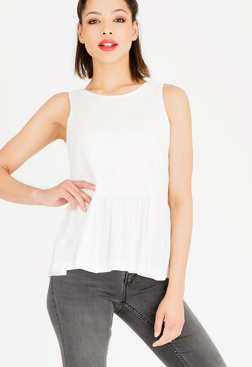 c(inch) - Peplum Top White