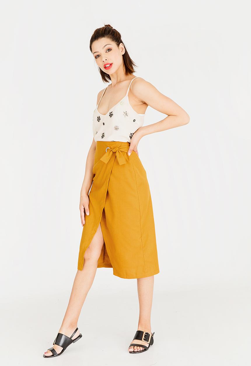 STYLE REPUBLIC - Wrap Midi Skirt Yellow