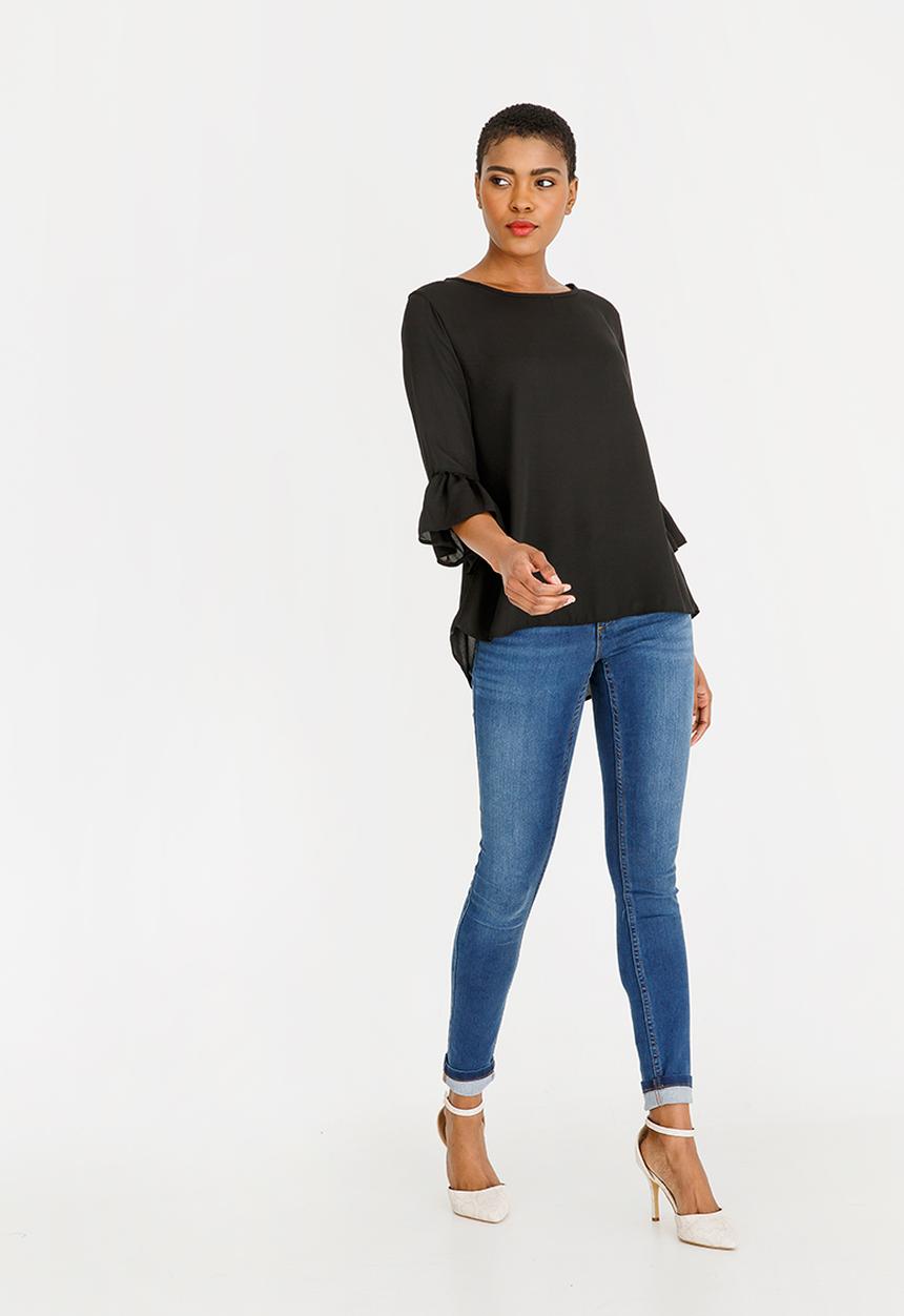 edit - Flute sleeve blouse - black 