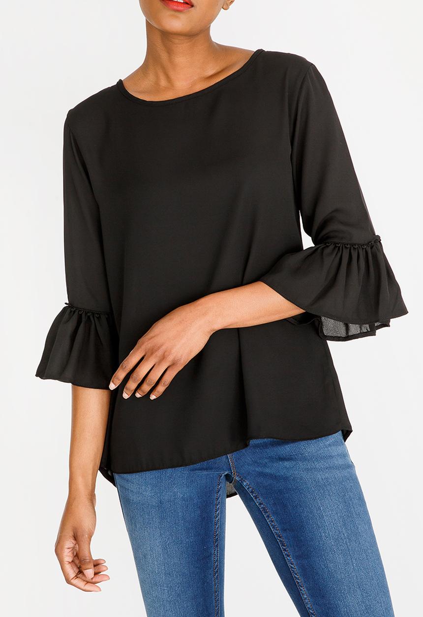 edit - Flute sleeve blouse - black 