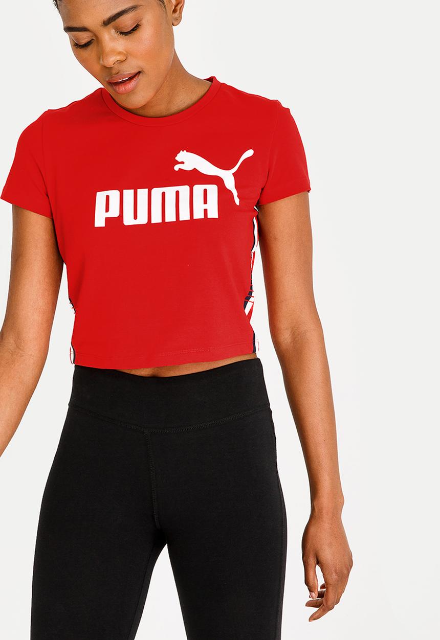 PUMA - Tape Logo Cropped Tee Red