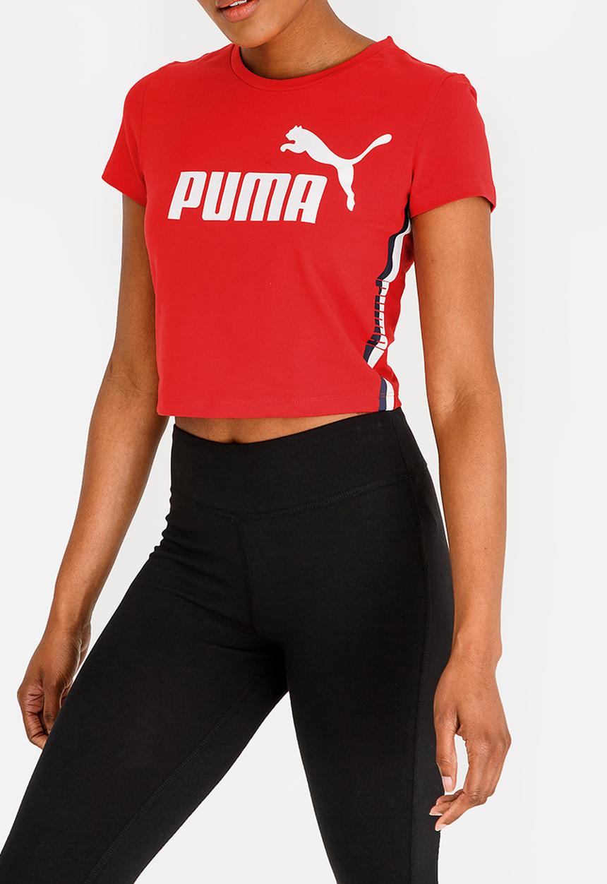 PUMA - Tape Logo Cropped Tee Red