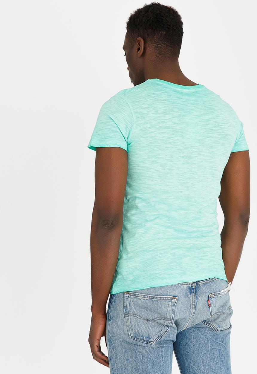 STYLE REPUBLIC - Print Wash College Tee V-neck Green