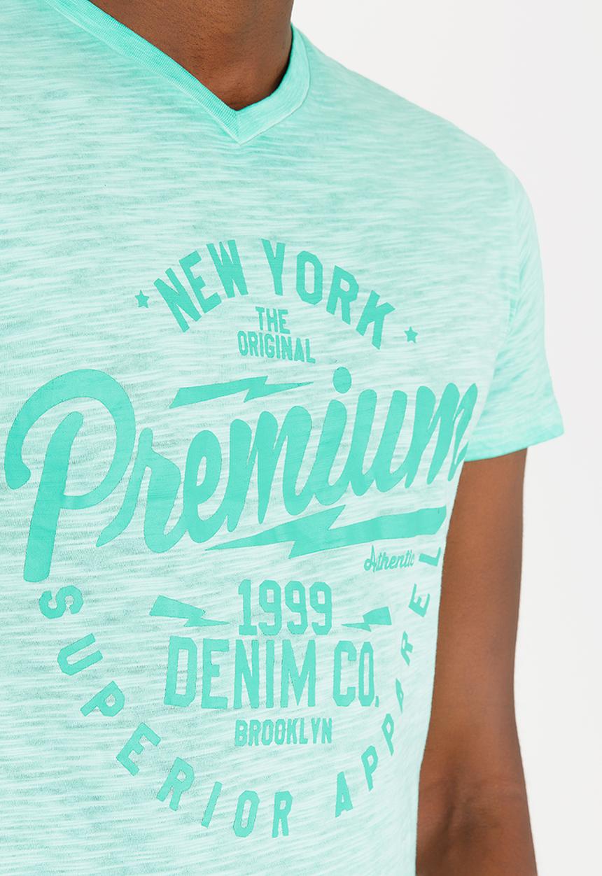 STYLE REPUBLIC - Print Wash College Tee V-neck Green