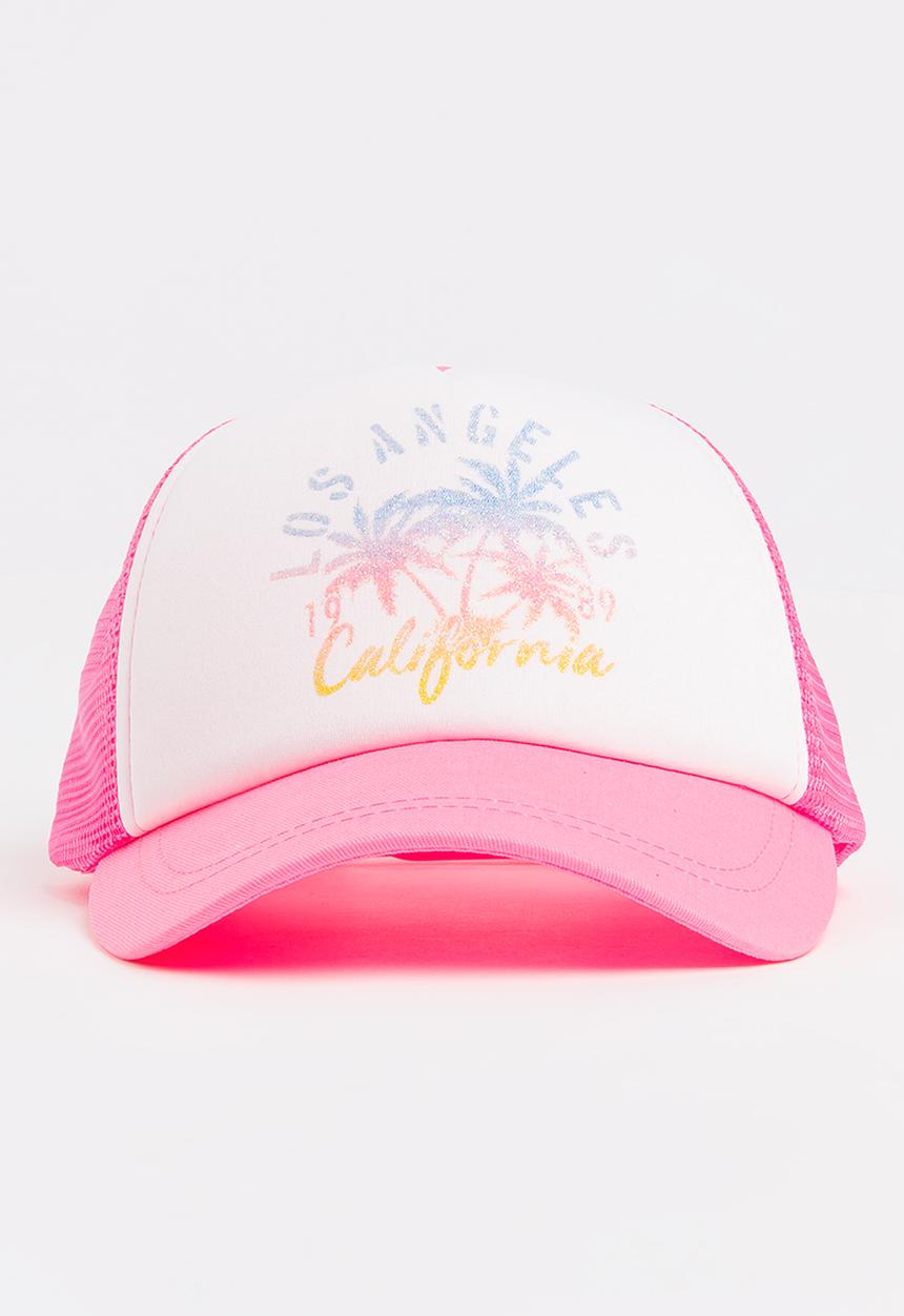 MINOTI - Baseball Glitter Print Neon Peak Cap Cerise Pink