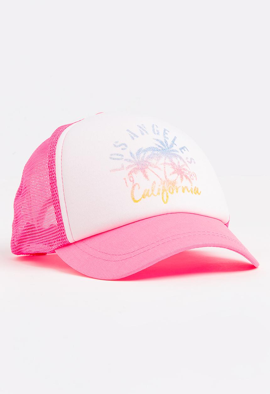 MINOTI - Baseball Glitter Print Neon Peak Cap Cerise Pink