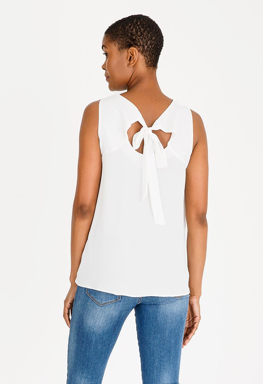 edit - Tie-up back top - white 