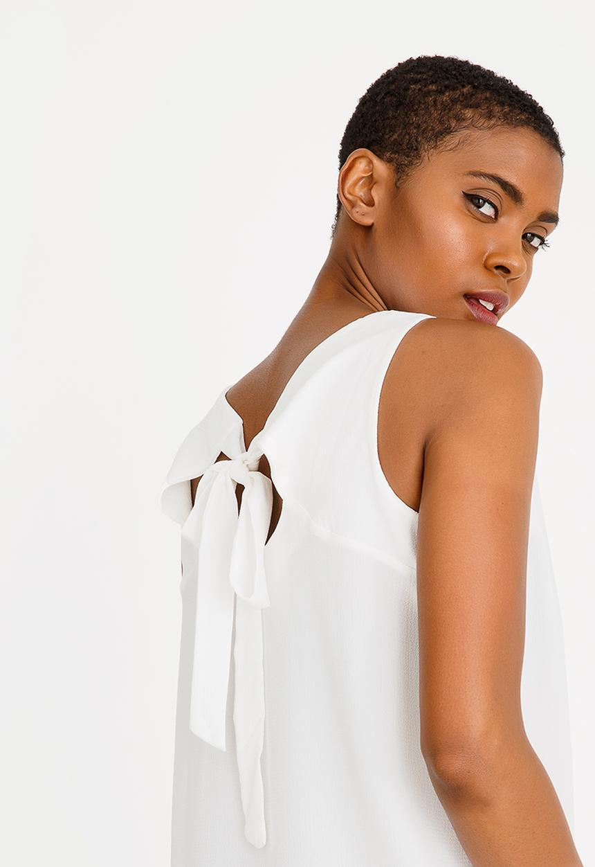 edit - Tie-up back top - white 