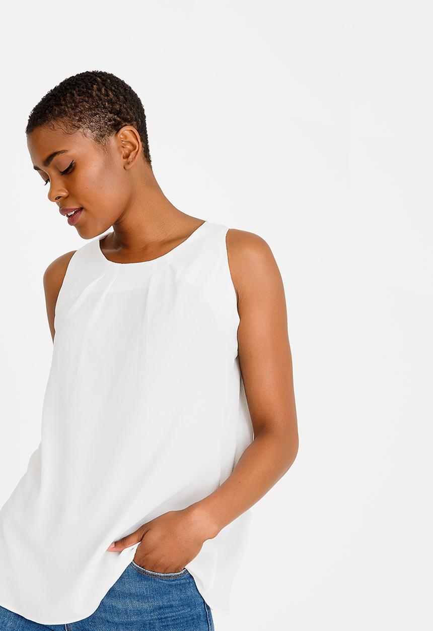 edit - Tie-up back top - white 