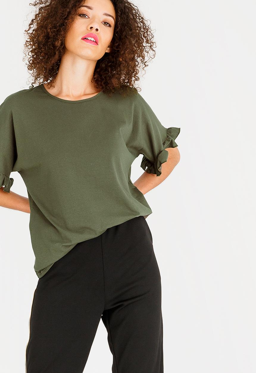 c(inch) - Frill sleeve T-shirt - green