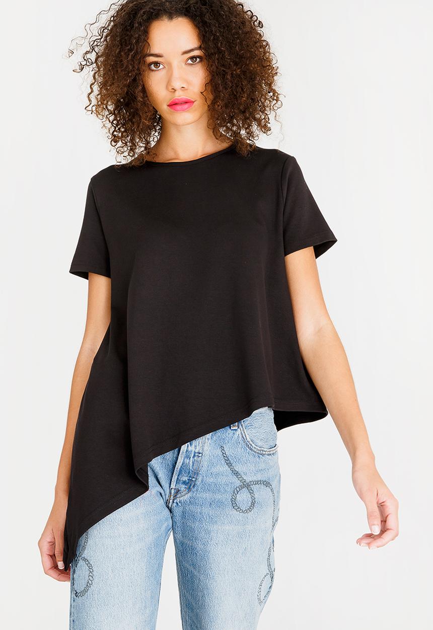 c(inch) - Asymmetrical T-Shirt Black