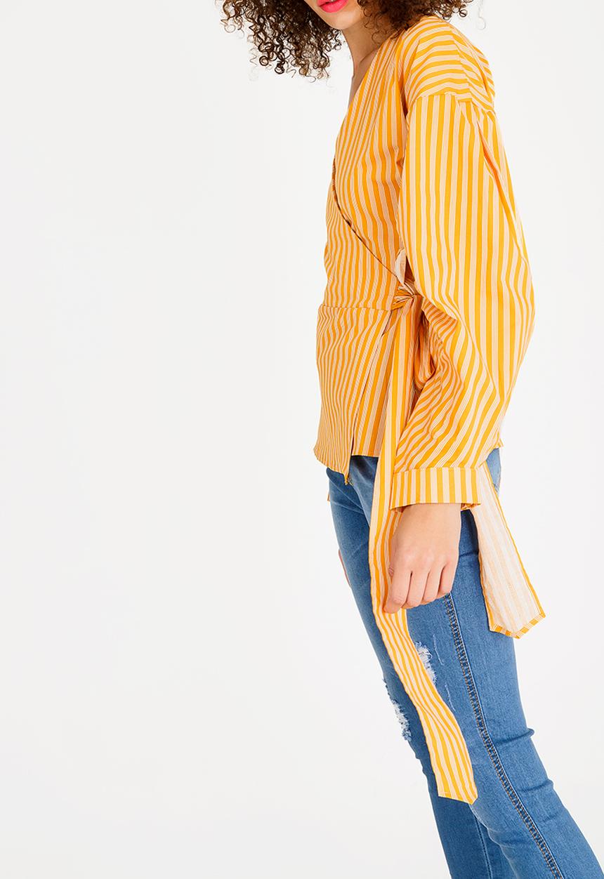 STYLE REPUBLIC - Volume Sleeve Wrap Blouse Yellow