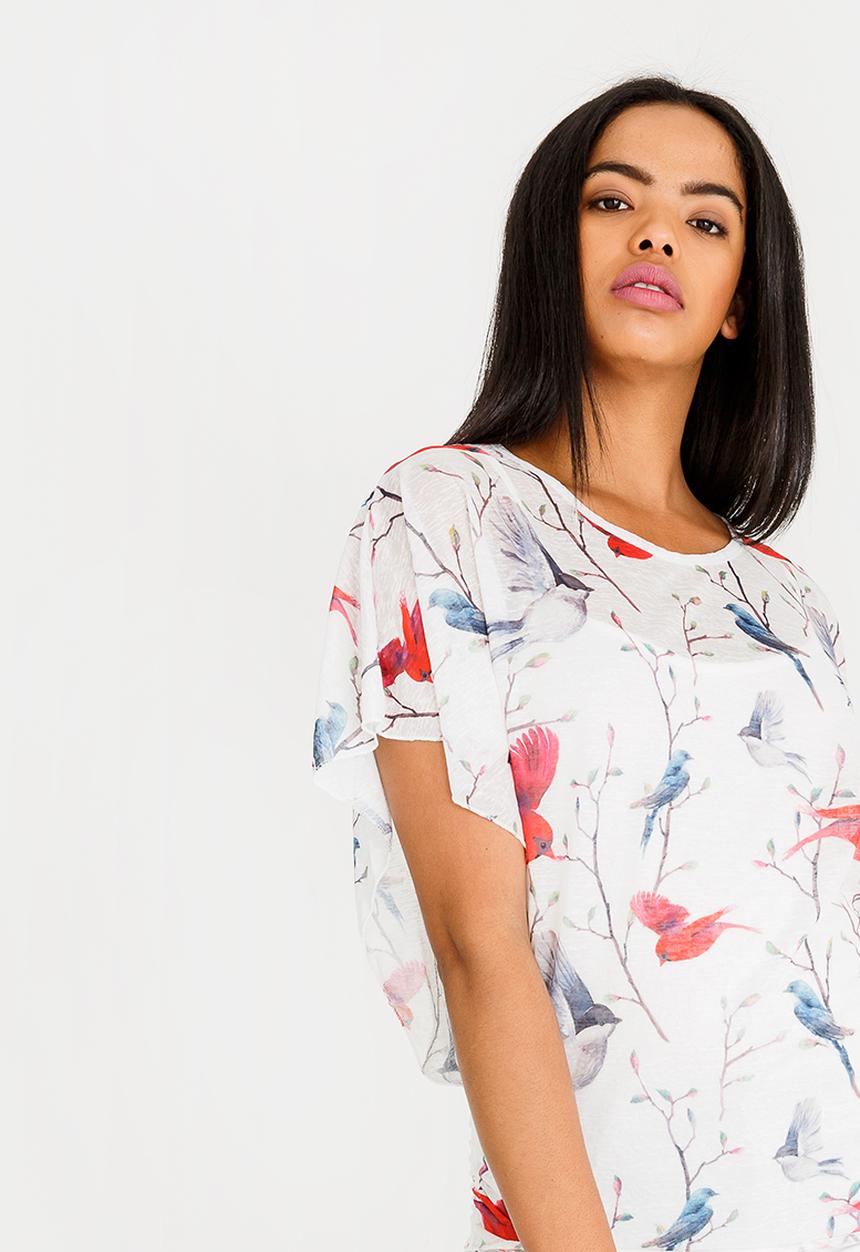 Revenge - Sheer Floral Top White