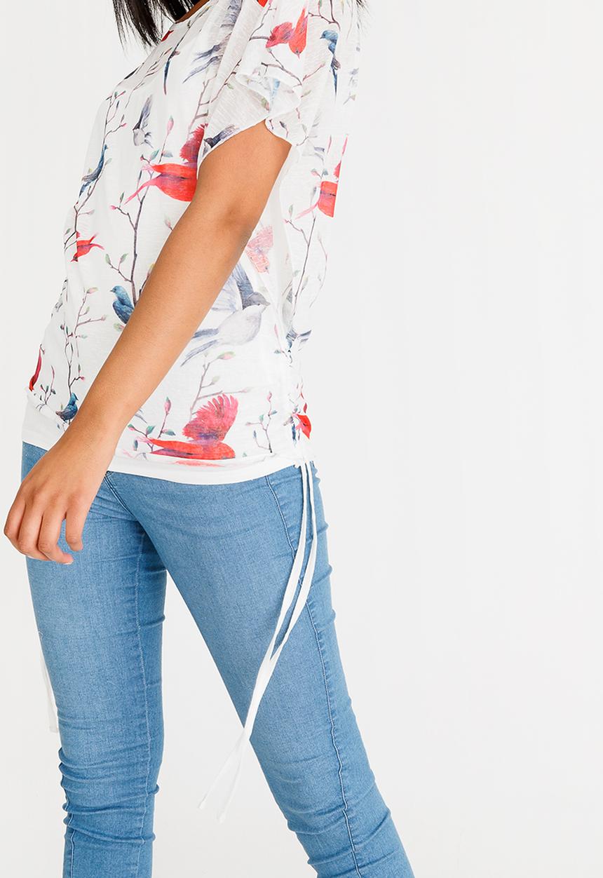 Revenge - Sheer Floral Top White