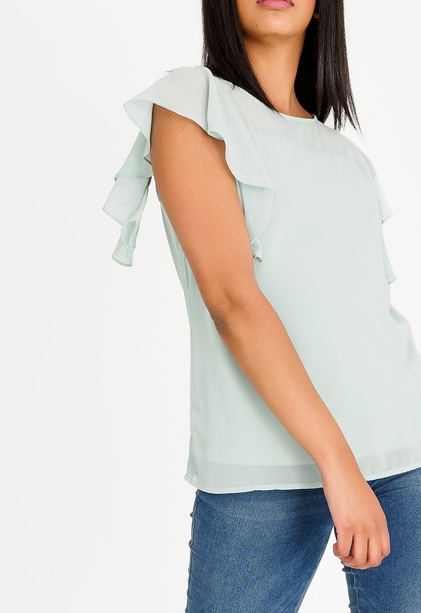 Vero Moda - Dora Ruffle Detail Top Light Green