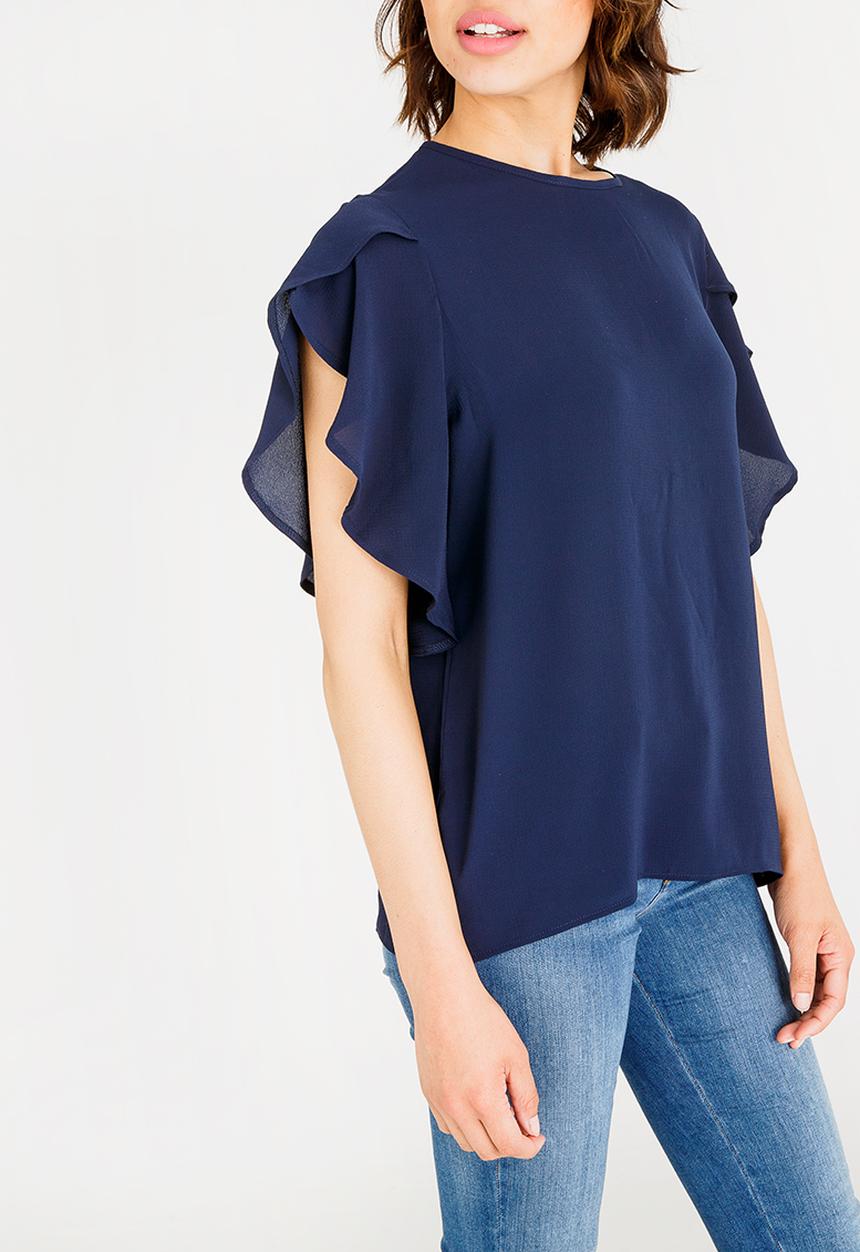 edit - Petal sleeve blouse - navy 