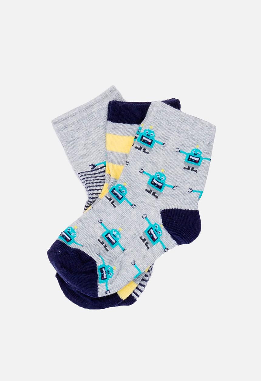 MINOTI - 3 Pack Robot Ankle Socks Multi-colour