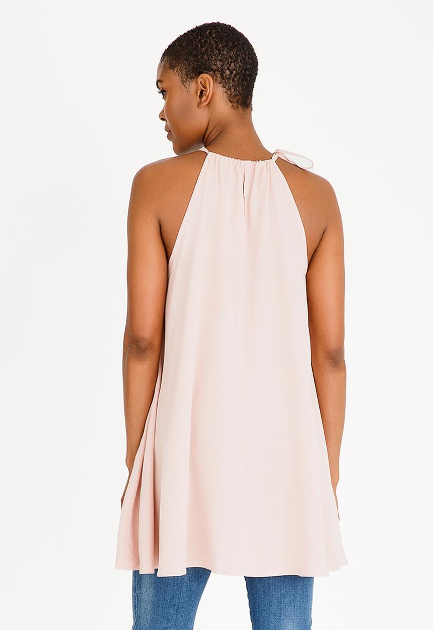 edit - Halter neck top with trim - pink 