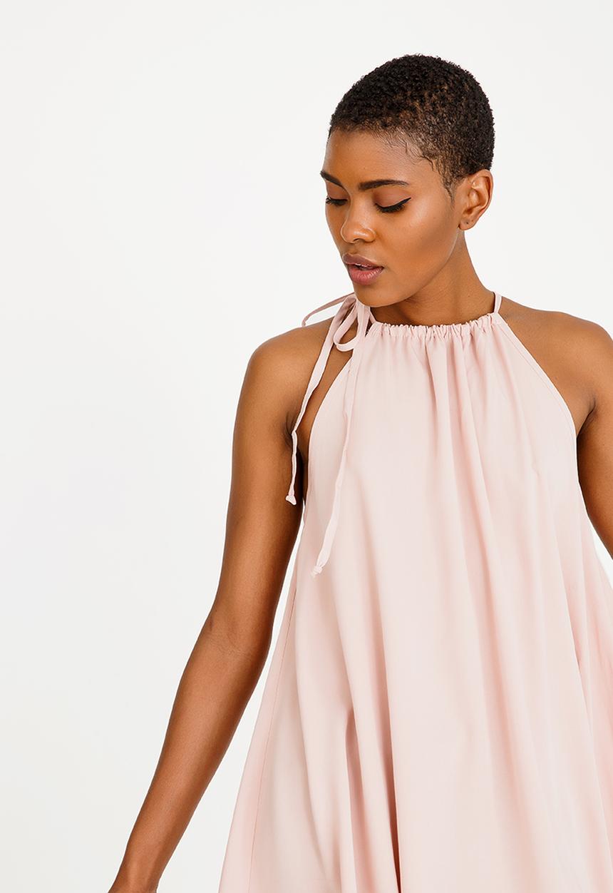 edit - Halter neck top with trim - pink 