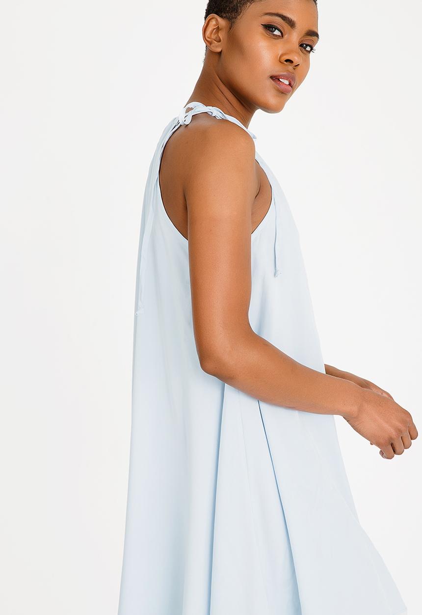 edit - Halterneck Top with Trim Pale Blue