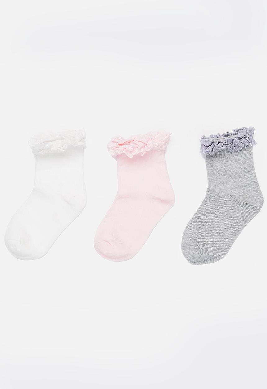 MINOTI - 3 Pack Frill Ankle Socks Multi-colour