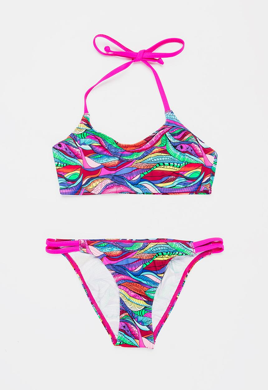 Sun Things - Rainbow Geo Bralet & Strappy Bottom Set Multi-colour