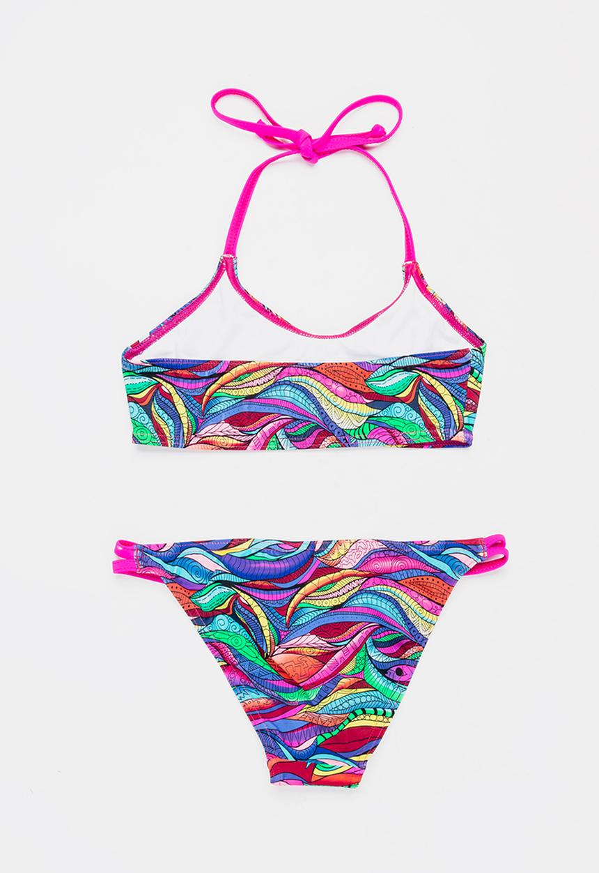 Sun Things - Rainbow Geo Bralet & Strappy Bottom Set Multi-colour
